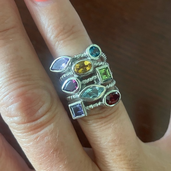 Sterling silver multistone ring - Picture 4 of 6